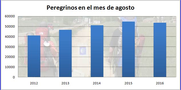Peregrinos en el Camino de Santiago en agosto
